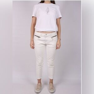 R13 Low-Rise Biker Boy 5 Stretch Trendy Pockets Cropped Designer Jeans White 26